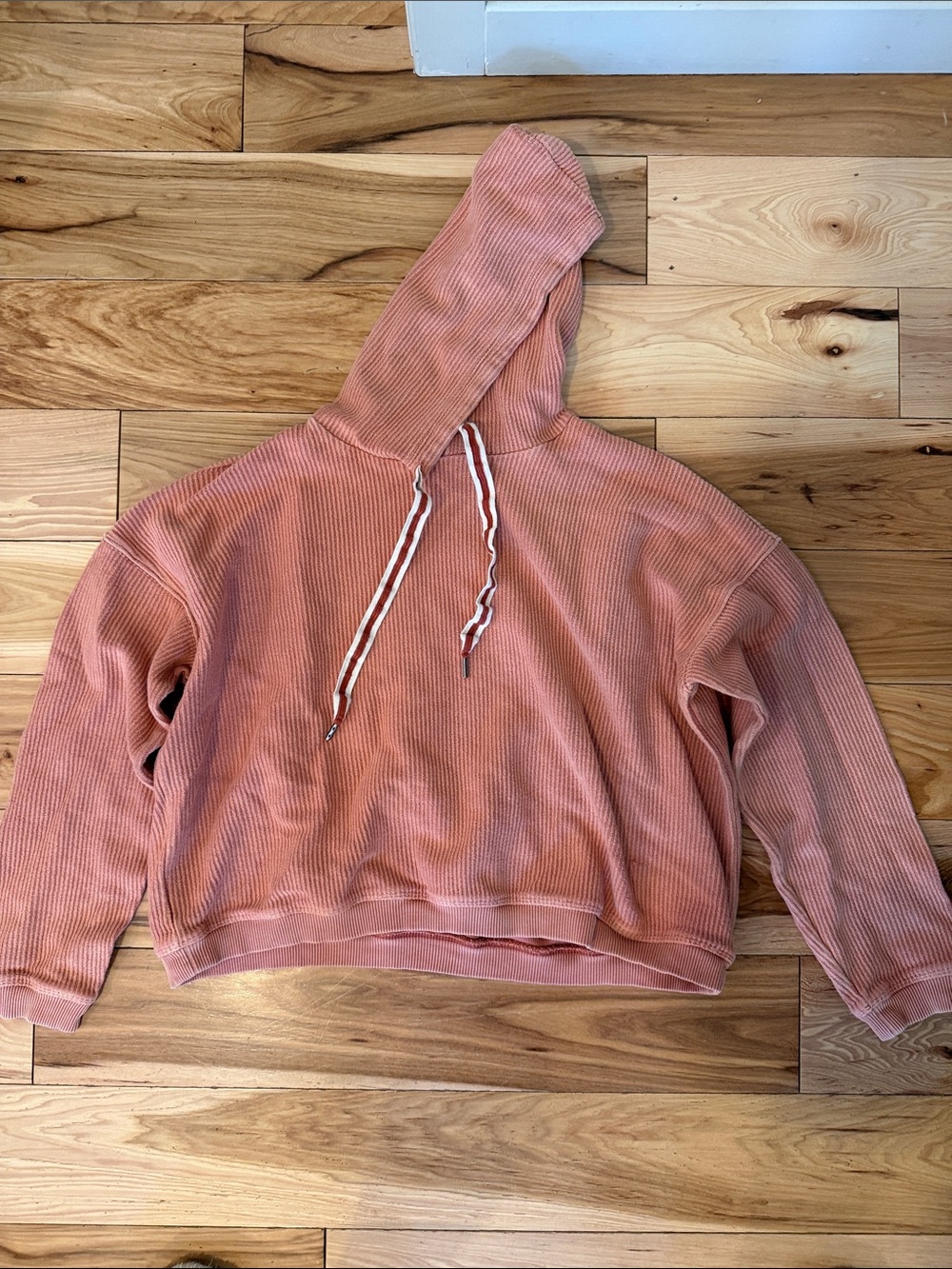 aerie Ribbed Pullover Hoodie in Washed Rose